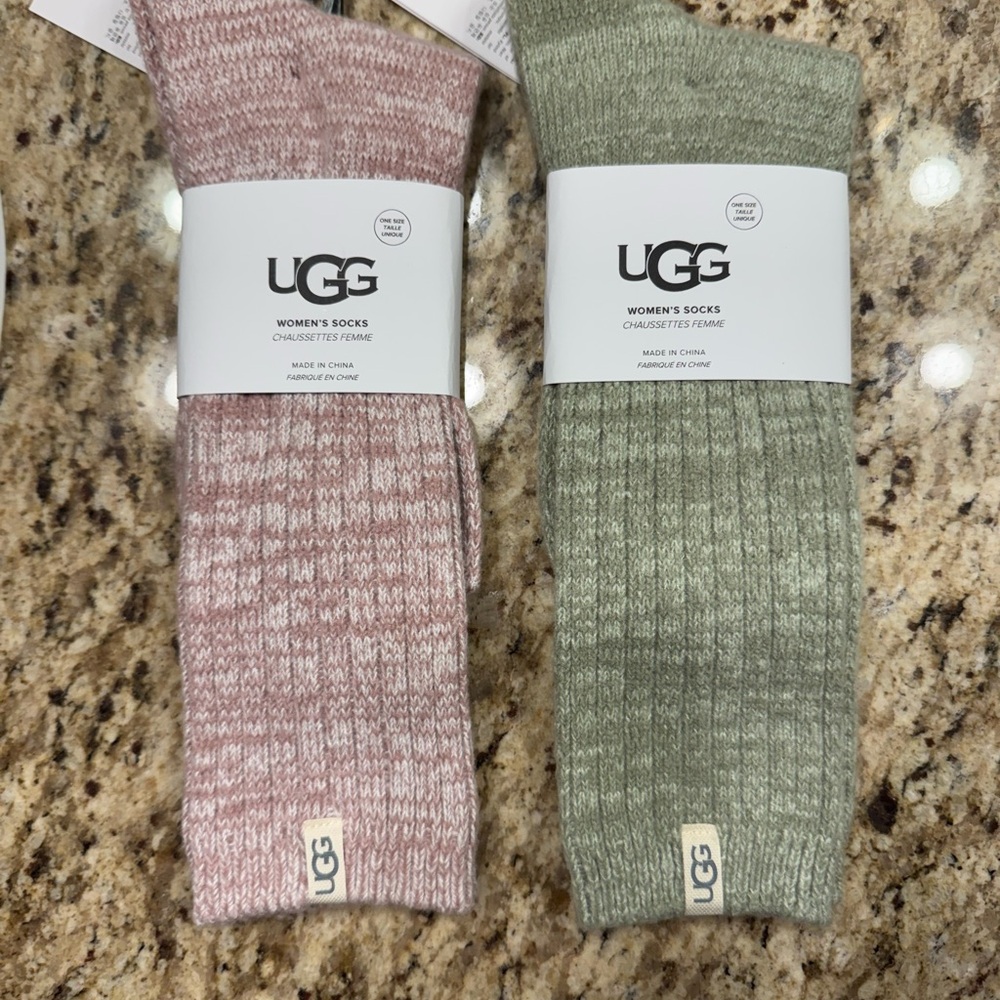 UGG Women's Casual Socks - Soft Pink and Sage Green